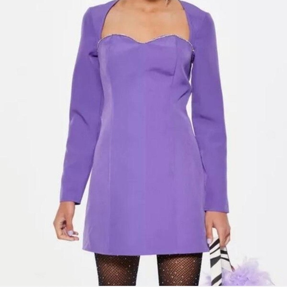 Missguided+ Vibrant Purple Long Sleeve Dress